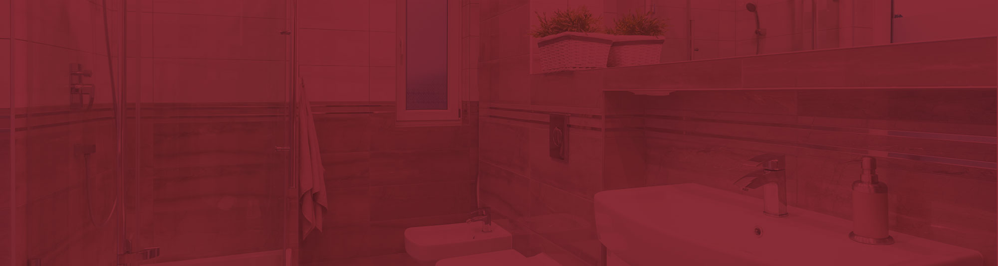 Bathroom with red overlay