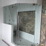 Glass angled door shower