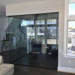 Glass enclosed room in house interior