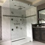 Marble bathroom with chrome fixtures